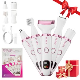 Electric Razor for Women Shavers Wet/Dry 5 in 1 Bikini Trimmer Face Razors Bikini Trimmer for Women with LED Display for Face Nose Eyebrow Arms Armpit Legs Pubic Area Painless Facial Hair Removal