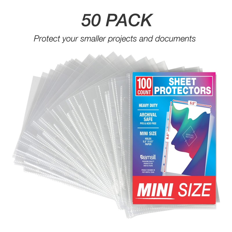 Samsill Mini Sheet Protectors 50 Pack, 5.5 x 8.5 Inch