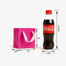 Aosric Pink Gift Bags with Handles, 12 Pcs 4"x2.7"x4.5" Durable, Reusable, Foldable Small Cardstock Paper Bags for Party Favors, Christmas, Baby Shower, Birthday, Wedding, Shopping, and Retail Use