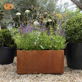 Corten Steel Rectangular Metal Garden Plantador Plants Flower Box Plantercolor: Natural Rusted, Size: 610*300*300