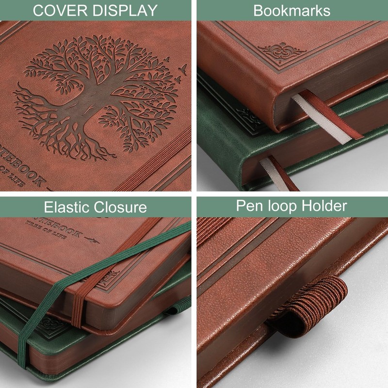RETTACY Thick Lined Journal Notebook, A5 Hardcover Leather Journal With