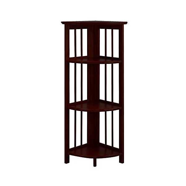 Casual Home 4-Shelf Corner Folding Bookcase, Truffle Brown (New)