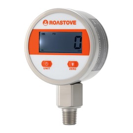 Roastove 2-1/2" dial Digital Industrial Pressure Gauge with 1/4" NPT Lower Mount, Stainless Steel case and Connection,-15psi+0, 1% accurancy,Battery Powered, with LED Light