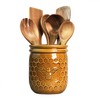 Bicuzat Retro Honeycomb and Bee Embossed Ceramic Kitchen Utensil Holder,