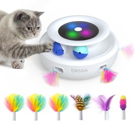 ORSDA Electric Cat Toy, Cat Ball, 2-in-1 Play, Automatic Cat Toy, Adjustable Speed, Stress Relief, Loneliness, Lack of Exercise, Hunting Nature Satisfaction, Cat Excitement Included, Japanese