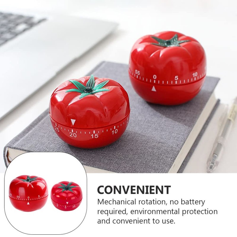 DOITOOL 2PCS 60 Minute Kitchen Timer Cute Tomato Shape -