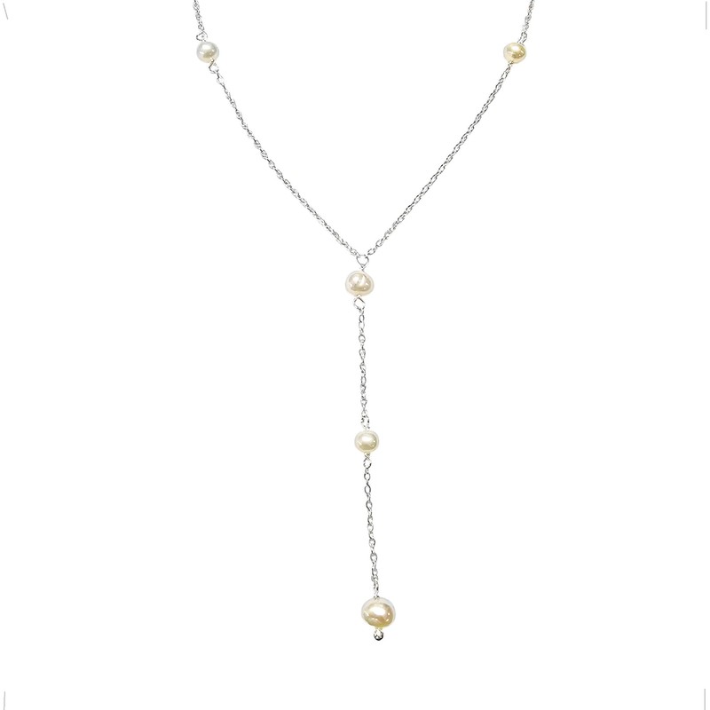 Agalea | Collar Corbatero de Plata Ley .925 con Perla