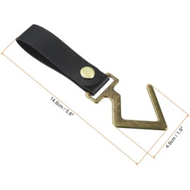 Norhogo Pack of 4 PU Leather S Shelf Hooks Camping Hooks Leather Straps for Hanging S Shelf Hooks Camping Hooks Hanger Metal Outdoor Accessories for Hanging Pots Pans Utensils, Black