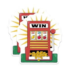 (2 Pack) Slot Machine Stickers - Fun Casino Theme - Winning Slot Game Stickers - 5" On Longest Side - Sticks to Smooth Flat Surfaces - Made in USA - BMCS6725