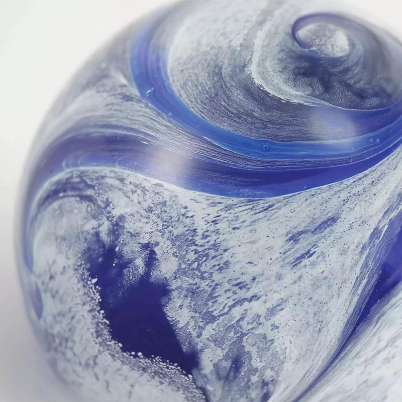 OneWorld Memorials Blue Glass Marble Swirl Ashes Keepsake Urn -