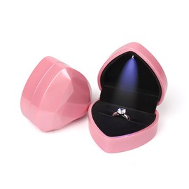 Led Light Jewelry Display Gift Box For Proposal, Engagement, Wedding, Valentine's Day Anniversary Christmas, Led Jewelry Gift Box For Women For Girls For Men (Pink, Heart Ring Box)