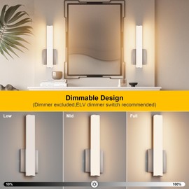 Aoceley 15.7 Inches Modern Bathroom Led Wall Sconces,18W 3000K Hardwired Wall Light with White Acrylic Lampshade,Indoor Bathroom Vanity Light for Mirror Bedroom Living Room Hallway(Nickel,2Pack)