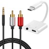 Universal New Durable 2in1 USB C to 3.5mm AUX DAC Adapter + RCA Adapter Audio Stereo Cable
