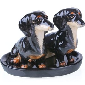 Unbekannt Dachshund Salt and Pepper Shaker Ceramic Black 13 cm