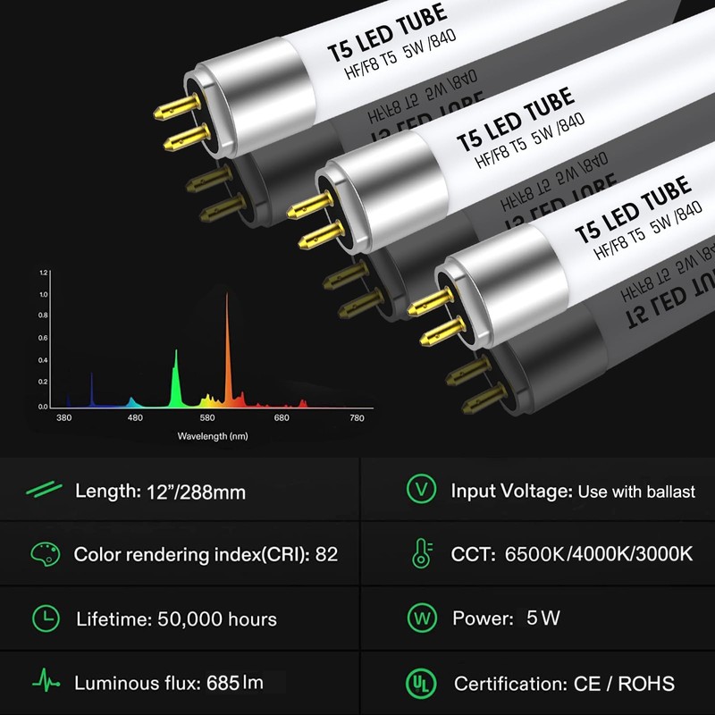 IHYCTV F8T5CW LED Replacement, T5 Bulbs 12 inch 5W 4000K