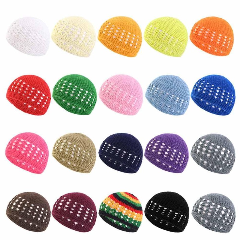 SHTGOI Pack of 2 Knitted Kufi Hats Handmade Crochet Hat