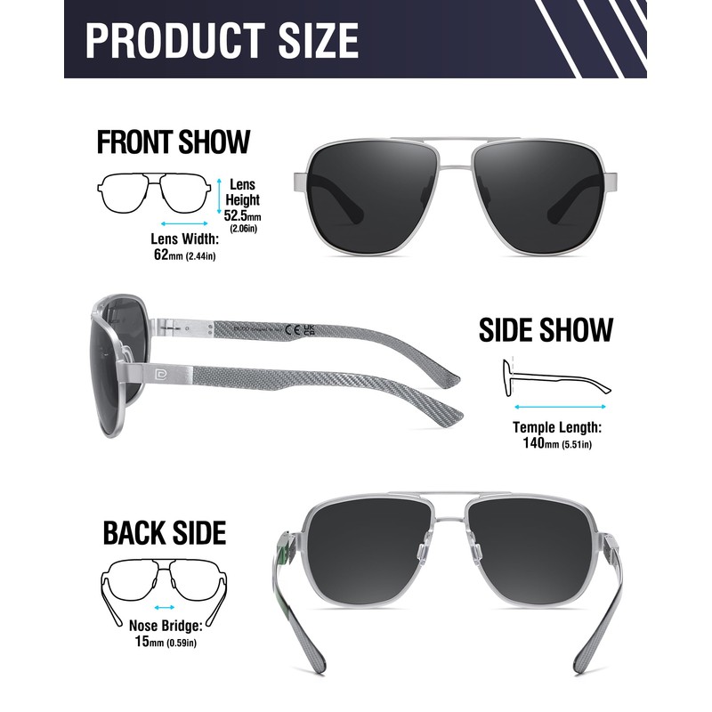 DUCO Aviator Sunglasses For Men Polarized Sunglasses Men UV Protection