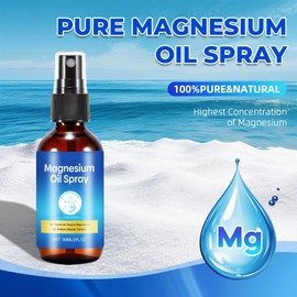Pure Magnesium Oil Spray, Foot Magnesium Spray, 60ml Leak-Proof Portable Package, Magnesium Oil Body Care Natural Formula, Easy to Absorb and Soothe