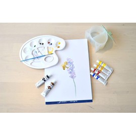 Stylex 28510 - Ovale Mischpalette in weiß aus Kunststoff, mit 6 Farbfeldern, 4 Mischfeldern und Griffloch, ca. 23 x 17 cm groß