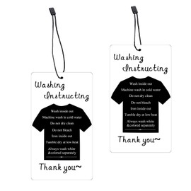 200 PCS Washing Instruction Tags with String, Clothes, T-Shirt Cleaning Care Customer Direction Instruction Card for Small Business, Packaging Online Shop Owner