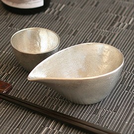 Guinomi Inokuchi Nousaku 100% Real Tin Sake Set Guinomi Tin Small Tin