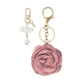 PATIKIL Flower Keychains, Enameled Keychain Cute Rose Flower Pendant Keyring Purse Bag Accessories Car Ring Pendant for Handbag Keys, Rose Pink