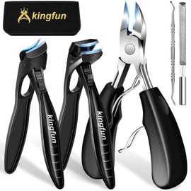 Kingfun Toenail Clippers for Seniors, Ingrown Toe Nail Clippers for Thick Nails for Seniors, Heavy Duty Toenail Clippers for Thick Toenails, Angled Head Thick Toe Nail Clippers for Men 5Pcs