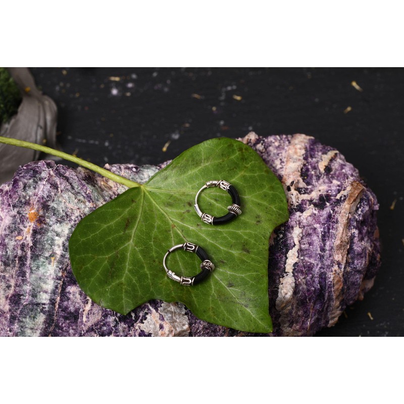 WINDALF Vikings Azuari Hoop Earrings 13 mm Silver Wheel with