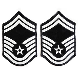 US Air Force Senior Master Sergeant E-8 Rank Dress Blue Chevron Patches - Female
