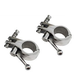 NRC&XRC Pair of 316 Stainless Steel Bimini Top Hinge Rail Mount with Boat Pin & Cam Clamp Quick Release for 1" Tube/Pipe