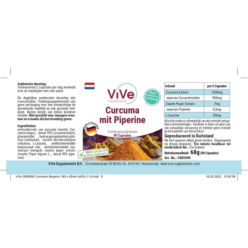 Curcuma Capsules with Piperine - 500 mg - 90 Capsules