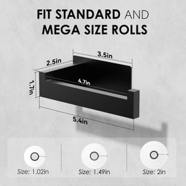 Auxmir Matte Black Toilet Paper Holder, Self Adhesive Toilet Roll Holder Wall Mount, Premium Thicken SUS304 Stainless Steel, Rustproof No Drilling Toilet Tissue Holder for Bathroom Kitchen Washroom RV