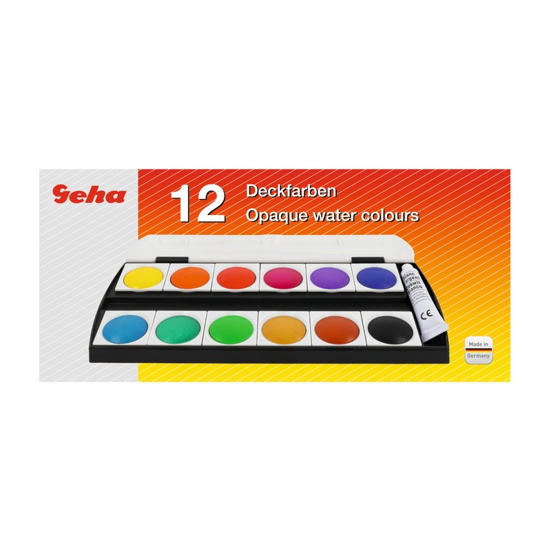 GEHA 721217 Deckfarbkasten mit 12 Farben und Deckweiss, 1 Stück
