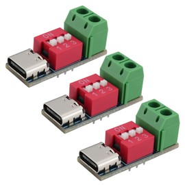 OTOTEC 3 Pieces Type-C PD Fast Charge Decoy Trigger Module 5-20V 5A Dual Terminal Adjustable Voltage Support PD2.0/3.0 QC BC1.2 Protocol
