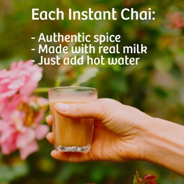 Tea India Chai Moments Cardamom Chai Tea Instant Latte Mix Flavorful Blend Of Premium Black Tea, Cardamom & Natural Ingredients Traditional Indian Tea Individually wrapped 10 Sachets Pack of 6