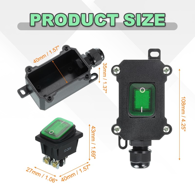 sourcing map Toggle Switch Rocker Button Inline Cord Switch DPST