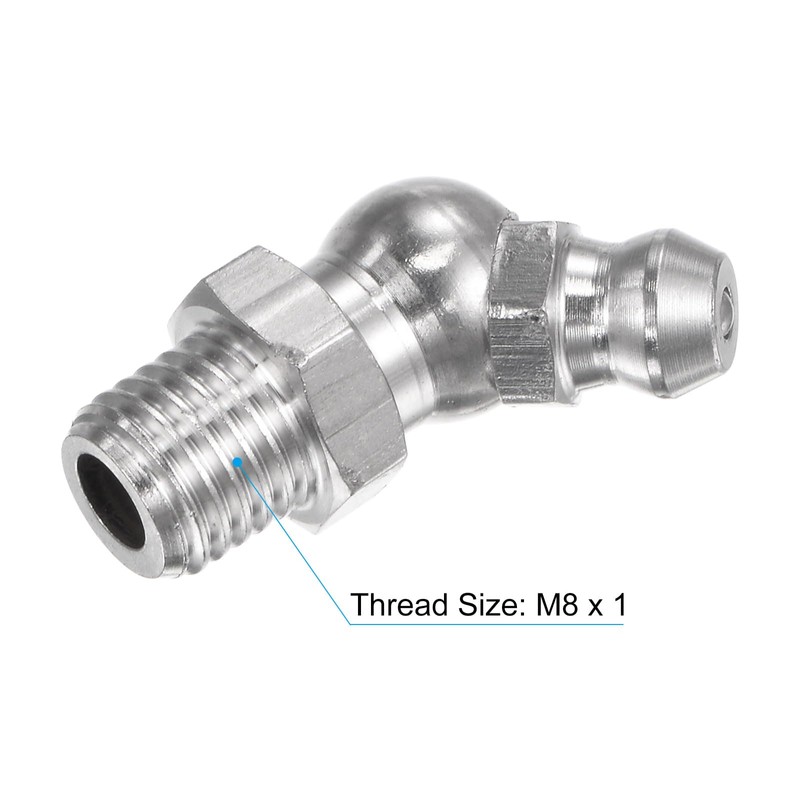 uxcell 304 Stainless Steel 45 Degree Grease Fitting M8 x
