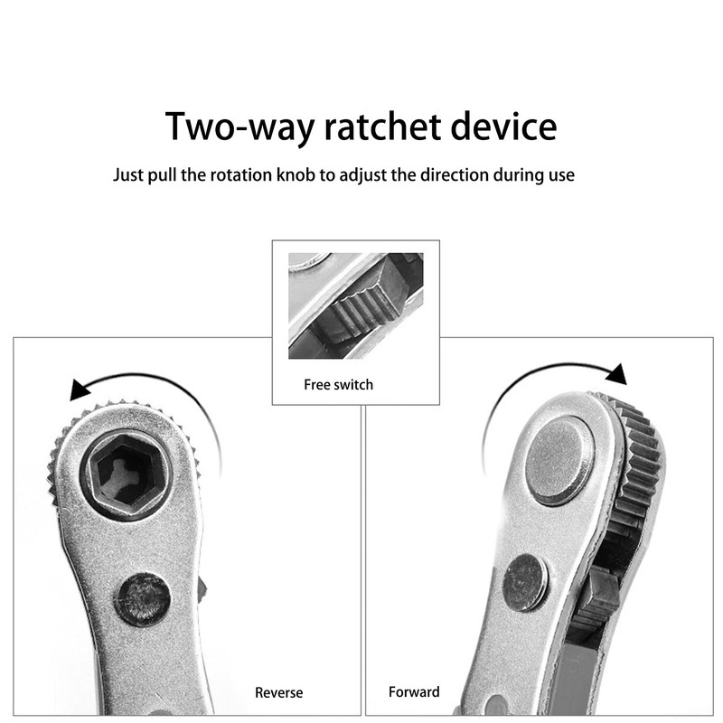 Mini Llave de Trinquete 1/4 Pulg. Hexagonal Llave de Tubo