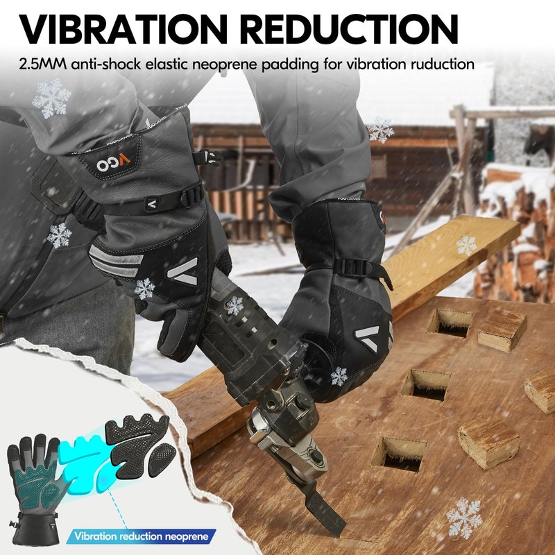 Vgo... 1 Pair -20℃/-4°F Waterproof Winter Work Gloves Cold Weather
