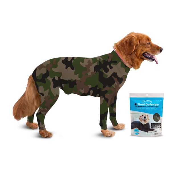 Shed Defender Original Dog Onesie - Seen on Shark Tank, Shedding Bodysuit for Dogs, Recovery Suit for Post-Surgery Spay & Neuter, Anxiety Vest Calming Shirt, Hot Spot Allergy Protection, Vet Approved