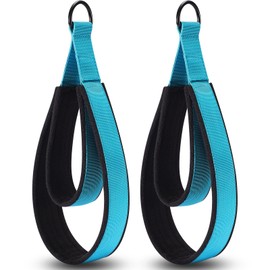 TOBWOLF 2PCS Pilates Reformer Straps, Double loop Handle Straps Yoga Exercise Straps, Fitness D-Ring Straps Double Loops Padded, Yoga Pilates Equipment Straps for Home Gym Workout - Blue