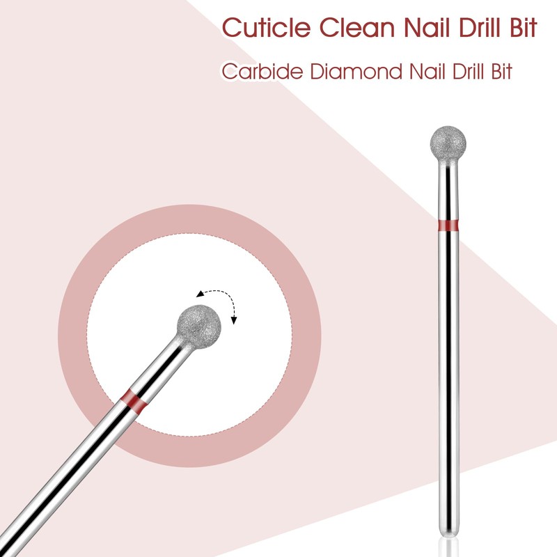 WLLHYF Nail Drill Bits, Ball Shape Nail Cleaner Professional Stainless