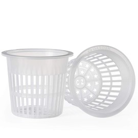 5 inch Clear Orchid Net Pots Heavy Duty Round Cups Wide Rim Design • Aquaponics • Aquaculture • Hydroponics Slotted Mesh (Cz All Star 24 Clear Pots)