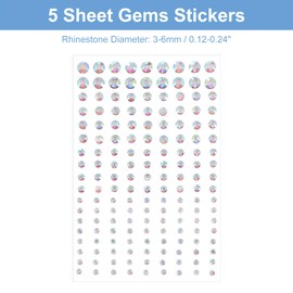 uxcell 810 Pcs Rhinestone Stickers, 5 Sheet 3/4/5/6mm Self Adhesive Acrylic Rhinestones, Bling Face Gems Jewel Stickers for Makeup DIY Decorative Crafts Nails, Colorful