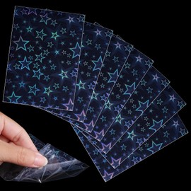 YUXMU 100 Photocard Sleeves Love Heart-Shape Laser Flashing Card, Idol Photo Protector Cards Holographic Photo Card Sleeves Transparent Waterproof Dustproof for Mini Polaroid Photo Cards(Star)