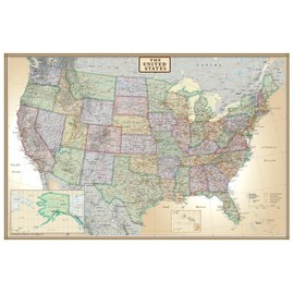 24x36 United States, USA US Executive Wall Map Poster Mural (24x36 LAMINATED)