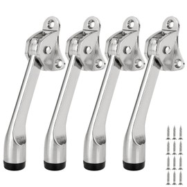 MIVIDE Pack of 4 Adjustable Door Stops, Adjustable Zinc Alloy Door Stop, Door Stopper with Rubber Tip for Indoor and Outdoor Doors Doors (Silver)
