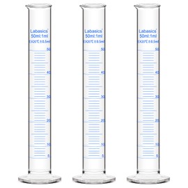 Labasics 3-Pack Borosilicate Glass 50 ml Heavy Wall Graduated Cylinder Measuring Cylinder