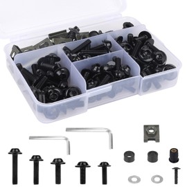177pcs Motorcycle Fairing Bolt Kit, M5 M6 Windscreen Nuts Screws Wrench Washers Mounting Kits Fairing Windshield Bolts Moto Accessory for Sport Bikes