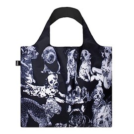 LOQI Bag - Red Poppy Bee - Block Print with Dogs - Dogs, Black, Black, Contemporary, Black, Contemporary